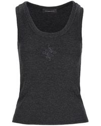 Mandragora - Ribbed Cotton Dark Melange Tank Top Caro - Lyst