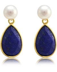 Pearls of the Orient Online - Clara Cultured Freshwater Pearls & Lapis Lazuli Drop Earrings - Lyst