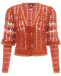 Andreeva - Chrysanthemum Terracotta Handmade Crochet Cardigan - Lyst