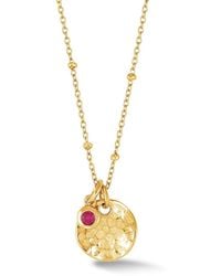 Dower & Hall - Hammered Disc & Ruby Array Necklace - Lyst