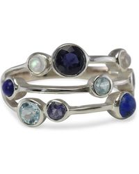 Isla Silver - Multi-Banded Iolite, Topaz, Moonstone & Lapis Statement Ring - Lyst
