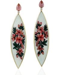 Artisan - Tourmaline Marquise Shape Dangle Earrings 18k Gold Diamond Bakelite - Lyst