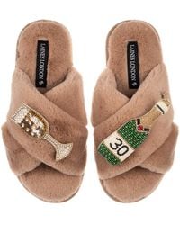 Laines London - Neutrals Classic Laines Slippers With Champagne & Glass 30Th Birthday Brooches - Lyst