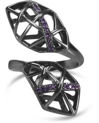 Bellus Domina - Rhodium Plated Amethyst Helical Ring - Lyst