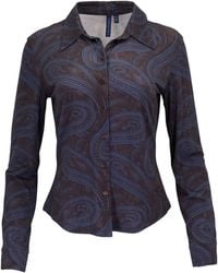 lords of harlech - Scarlet Paisley Badalona Brownie Merino Jersey Long-Sleeve Shirt - Lyst