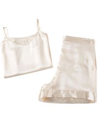 Soft Strokes Silk - Neutrals Pure Mulberry Silk Camisole And Shorts Set - Lyst