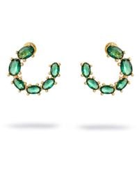 Ebru Jewelry - Emerald Glow Stud Hoop Earrings - Lyst