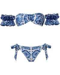 Nur Karaata - Marigold Bleu Blanc Low Waist Bikini - Lyst
