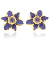 Milou Jewelry - Very Peri Daffodil Flower Earrings - Lyst