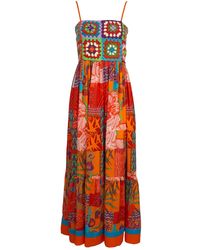 Lalipop Design - Handmade Crochet Top Viscose Maxi Dress - Lyst