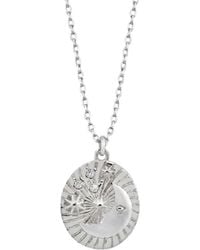 Spero London - Moon Embossed Silhouette Sterling Medal Necklace - Lyst