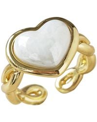 POPORCELAIN - Porcelain Pearly Heart Braided Ring - Lyst