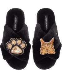 Laines London - Classic Laines Slippers With Paw & Maine Coon Cat Brooches - Lyst