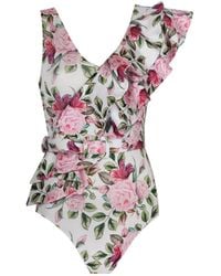 Nur Karaata - Lilac Rose Swimsuit - Lyst