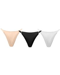 Daily Underwear - Neutrals Set Microfiber Adjustable String Panties - Lyst