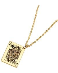 Posh Totty Designs - Plated Queen Of Hearts Playing Card Charm Necklace - Lyst
