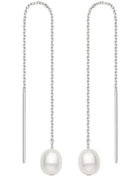 Vanhi - Eira Pearl Drop Threader Earrings - Lyst