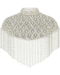 Richa Sharma - Hand-Beaded Pearl Fringe Cape Shawl - Lyst