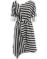 Larisa Dragna - Asymmetric Midi Stripe Dress - Lyst