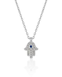 Spero London - Hamsa Hand Necklace Sterling With Stone - Lyst