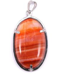 Mineralgems•Studio - Striped Carnelian Pendant With Sterling Chain - Lyst