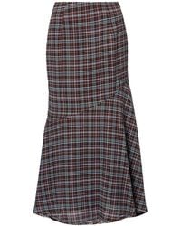 Amy Lynn - Alma Heritage Check Chiffon Asymmetric Maxi Skirt - Lyst