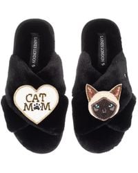 Laines London - Classic Laines Slippers With Cat Mum Mom & Siamese Cat Brooches - Lyst
