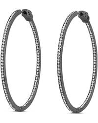 SALLY SKOUFIS - Light Hoop Earrings With Made Cz Diamond Stimulant - Lyst