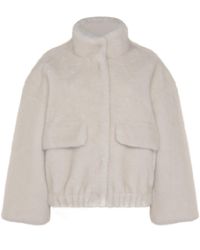 ISSY LONDON - Neutrals Meg Jacket Luxury Vegan Faux Fur Bomber Ivory - Lyst