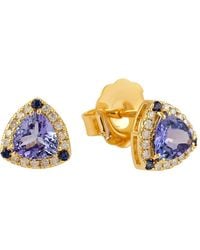 Artisan - Trillion Tanzanite, Sapphire & Diamond Halo Stud Earrings - Lyst