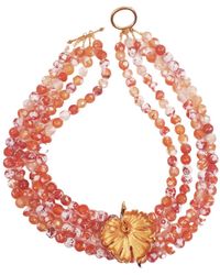 Way to Chic - One Of A Kind Crackle Agate Necklace With Delicate Antique Pendant Brooch - Lyst