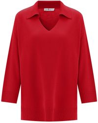 Peraluna - Polo V Neck Wide Sleeve Loose Fit Knit Pullover - Lyst