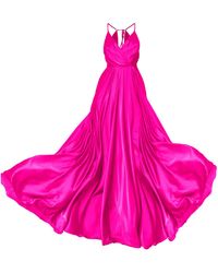 Angelika Jozefczyk - Satin Long Dress Vivid Fuchsia Tied Back - Lyst