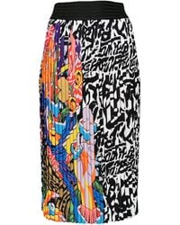 Lalipop Design - Colorful Abstract Print Pleated Midi Skirt - Lyst