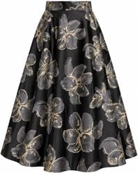 Richa Sharma - Handcrafted Floral Organza Jacquard Silk Midi Skirt With Metallic Weave - Lyst