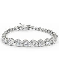 Pearl Code - Celine Big Heart Tennis Bracelet With Cubic Zirconia - Lyst