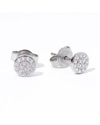 Diamonbliss - Round Shape Pave Dainty Earrings, Platinum - Lyst