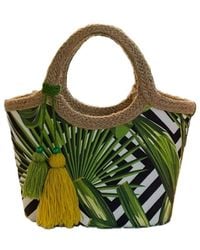 Springmoonatelier - Colorful Jute Straw Beach Bag Leaves - Lyst