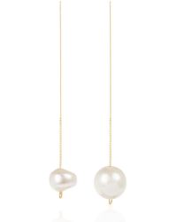 C.J.M - Asymmetric Pearl Chain Earrings - Lyst