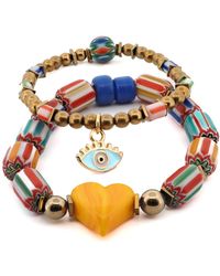 Ebru Jewelry - Evil Eye Blessings & Beaded Love Bracelet Set - Lyst