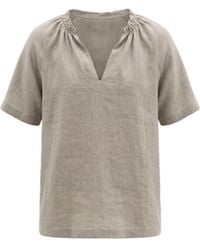James Lakeland - Neutrals Taupe Pure Linen Blouse - Lyst