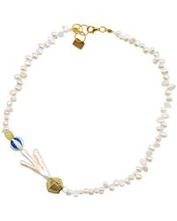 Sunset Magic Studio - Chicken Feet Pearl Detailed Ceramic Necklace - Lyst
