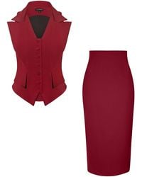 Tia Dorraine - Single-Breasted Waistcoat & Skirt Set - Lyst