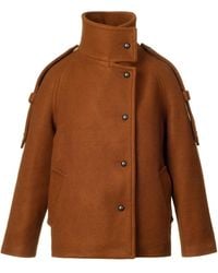 Jana Coshè - Short Wool Coat With High Collar And Shoulder Details - Lyst