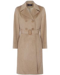 Rumour London - Isabella Wool & Cashmere Blend Coat With Double-breasted Silhouette & Pleated Back In Camel - Lyst