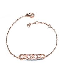 Genevive Jewelry - Rose Sterling Rose Plated With Clear Cubic Zirconia Bracelet - Lyst