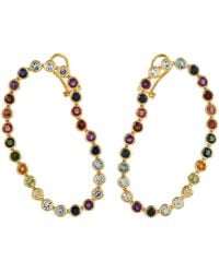 Artisan - Natural Multi Sapphire Stud Earrings 18k Yellow Gold Gemstone - Lyst