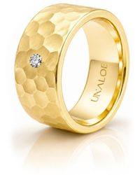 Unaloe - Me's Plated Sterling Hammered Band Ring With Diamond - Lyst