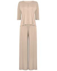 Oh!Zuza - Neutrals Jackie Loungewear Pyjama Set, Wide-Leg Trousers – Almond Milk - Lyst