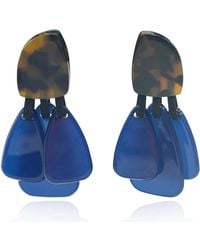 Michael Nash Jewelry - Patrizia Tortoise Resin Top Earrings With Cobalt Resin Drops - Lyst